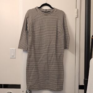 Selected Femme Striped Mock Neck Mini Shift Dress with 3/4 Sleeves Size XS